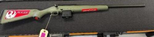 DESCRIPTION RUGER AMERICAN PREDATOR .223 REM, 10 + 1 CAPACITY, 22" THREADED BARREL, MATTE BLACK ALLOY RECEIVER, MOSS GREEN SYNTHETIC STOCK BRAND / MOD