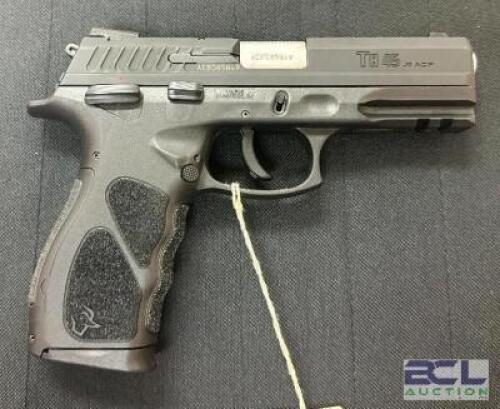 DESCRIPTION TAURUS TH45 45 ACP PISTOL BRAND / MODEL: TAURUS SERIAL # AEB085849 ADDITIONAL INFORMATION COMES WITH CASE, (1) EXTRA MAG, AND ACCESSORIES