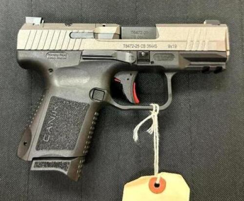 DESCRIPTION CANIK TP9 ELITE SC 9mm PISTOL BRAND / MODEL: CANIK SERIAL # 25CB06445 ADDITIONAL INFORMATION COMES WITH CASE, HOLSTER, (1) EXTRA MAG, AND