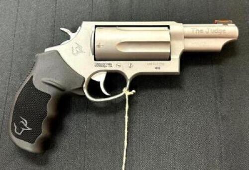 DESCRIPTION TAURUS JUDGE COLT 45 PISTOL BRAND / MODEL: TAURUS SERIAL # AHE957250 ADDITIONAL INFORMATION COMES WITH BOX ADDITIONAL INFORMATION SALE OF
