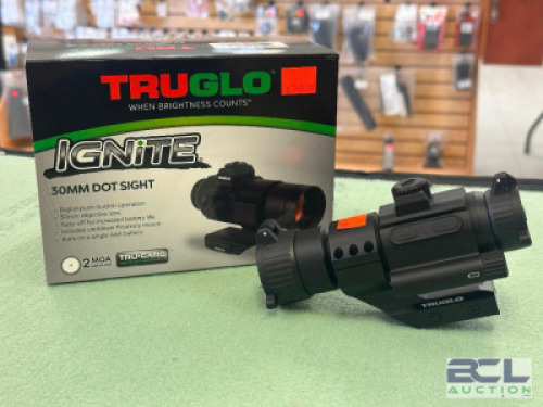 DESCRIPTION IGNITE 30MM DOT SIGHT BRAND / MODEL: TRUGLO SIZE OPTICS COUNTER LOCATION ONE MONEY QTY 1