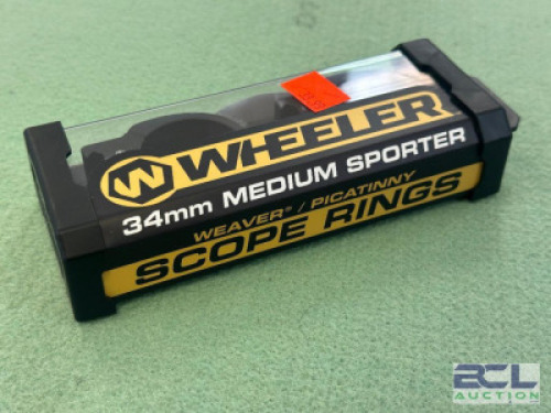 DESCRIPTION 34MM MEDIUM SPORTER SCOPE RINGS BRAND / MODEL: WHEELER SIZE OPTICS COUNTER LOCATION ONE MONEY QTY 1