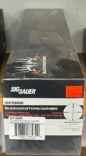 DESCRIPTION BUCKMASTER COMBO 4-16 X 44MM RIFLESCOPE AND SIDE FOCUS RANGEFINDER BRAND / MODEL: SIG SAUER ADDITIONAL INFORMATION SCOPE AND FINDER COMBO.