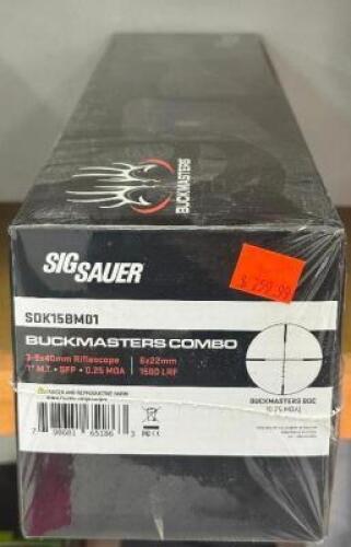 DESCRIPTION BUCKMASTER COMBO 3-9 X 40MM RIFLESCOPE AND SIDE FOCUS RANGEFINDER BRAND / MODEL: SIG SAUER ADDITIONAL INFORMATION SCOPE AND FINDER COMBO.