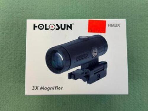 DESCRIPTION 3X FLIP TO SIDE MAGNIFIER BRAND / MODEL: HOLOSUN SIZE OPTICS COUNTER LOCATION ONE MONEY QTY 1