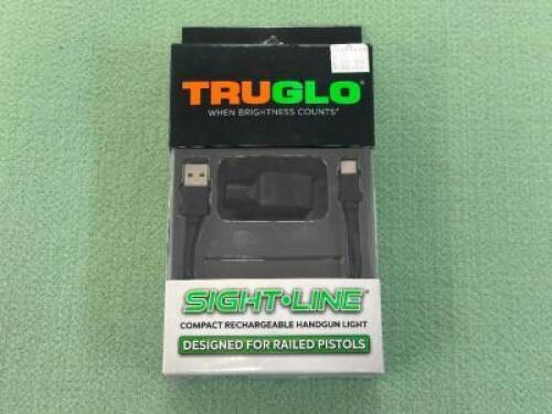 DESCRIPTION COMPACT RECHARGEABLE HANDGUN LIGHT BRAND / MODEL: TRUGLO SIZE OPTICS COUNTER LOCATION ONE MONEY QTY 1