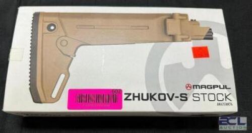 DESCRIPTION MAGPUL ZHUKOV-S FOLDING STOCK AK47 / AK75 FDE BRAND / MODEL: MAG585 ADDITIONAL INFORMATION RETAILS FOR $104.99 LOCATION GUN COUNTER QTY 1