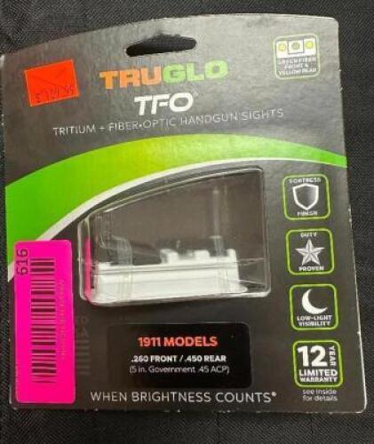 DESCRIPTION TRUGLO TG131NT17 FIBER OPTIC HANDGUN SIGHTS FOR 1911 MODELS BRAND / MODEL: TRUGLO TG131NT17 ADDITIONAL INFORMATION RETAILS FOR $109.99 LOC