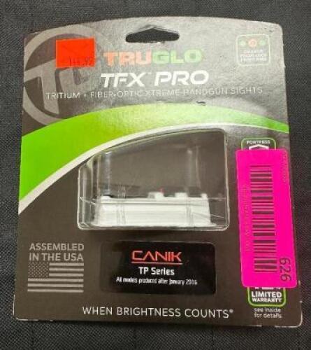 DESCRIPTION TRUGLO TG13KS1PC FIBER OPTIC SIGH FOR CANIK TP SERIES BRAND / MODEL: TRUGLO TG13KS1PC ADDITIONAL INFORMATION RETAILS FOR $144.99 LOCATION