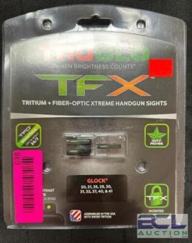 DESCRIPTION TRUGLO FIBER OPTIC HANDGUN SIGHTS FOR GLOCK 20-41 BRAND / MODEL: TRUGLO TG13GL2A ADDITIONAL INFORMATION RETAILS FOR $92 LOCATION GUN COUNT