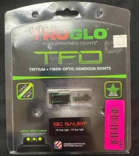DESCRIPTION TRUGLO FIBER OPTIC HANDGUN SIGHTS FOR SIG SAUER BRAND / MODEL: TRUGLO TG131ST1 ADDITIONAL INFORMATION RETAILS FOR $92 LOCATION GUN COUNTER
