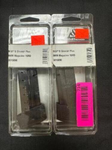 DESCRIPTION (2) M AND P 9 SHIELD PLUS 9 MM 13 ROUND MAGAZINES ADDITIONAL INFORMATION RETAILS FOR $44.99 EACH THIS LOT IS: SOLD BY THE PIECE LOCATION G