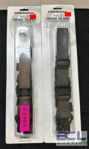 DESCRIPTION (2) MAGPUL MS3 GEN2 SLINGS ADDITIONAL INFORMATION RETAILS FOR $52.99 EACH THIS LOT IS: SOLD BY THE PIECE LOCATION GUN COUNTER QTY 2