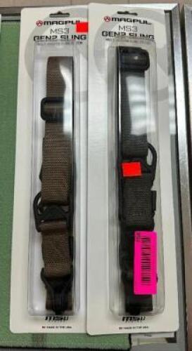 DESCRIPTION (2) MAGPUL MS3 GEN2 SLINGS ADDITIONAL INFORMATION RETAILS FOR $52.99 EACH THIS LOT IS: SOLD BY THE PIECE LOCATION GUN COUNTER QTY 2