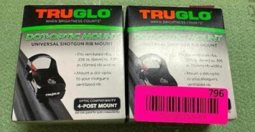 DESCRIPTION (2) TRUGLOW UNIVERSAL SHOTGUN RIB MOUNTS ADDITIONAL INFORMATION RETAIL FOR $51 EACH THIS LOT IS: SOLD BY THE PIECE LOCATION GUN COUNTER QT
