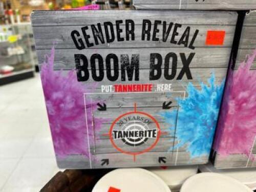 DESCRIPTION GENDER REVEAL TANNERITE BOOM BOX ADDITIONAL INFORMATION RETAILS FOR $84.99 LOCATION MIDDLE QTY 1