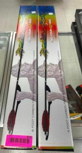 DESCRIPTION (2) CARBON EXPRESS 6' HUNTING DARTS ADDITIONAL INFORMATION RETAILS FOR $79,99 PER THIS LOT IS: SOLD BY THE PIECE LOCATION KNIFE COUNTER QT