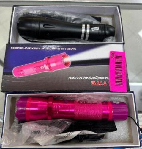 DESCRIPTION (3) ASSORTED LED FLASH LIGHTS THIS LOT IS: ONE MONEY LOCATION KNIFE COUNTER QTY 1