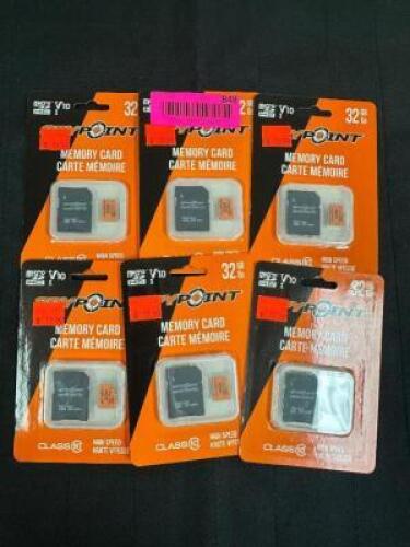 DESCRIPTION (6) SPYPOINT MEMORY CARDS 32GM ADDITIONAL INFORMATION RETAILS FOR $15 EACH THIS LOT IS: SOLD BY THE PIECE LOCATION KNIFE COUNTER QTY 6