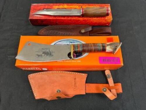 DESCRIPTION (2) ASSORTED KNIVES AND CLEAVER ADDITIONAL INFORMATION RETAIL $35 EACH THIS LOT IS: SOLD BY THE PIECE LOCATION KNIFE COUNTER QTY 2