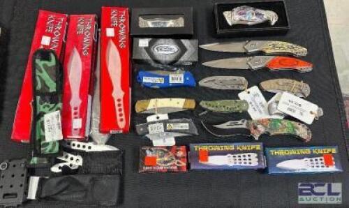DESCRIPTION (1) LARGE LOT OF ASSORTED POCKET KNIVES AND NOVELTY KNIVES. THIS LOT IS: ONE MONEY LOCATION KNIFE COUNTER QTY 1