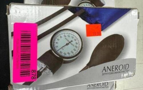 DESCRIPTION (3) ANEROID SPHYGMOMANOMETER ADDITIONAL INFORMATION RETAILS FOR $19.99 EACH THIS LOT IS: SOLD BY THE PIECE LOCATION KNIFE COUNTER QTY 3