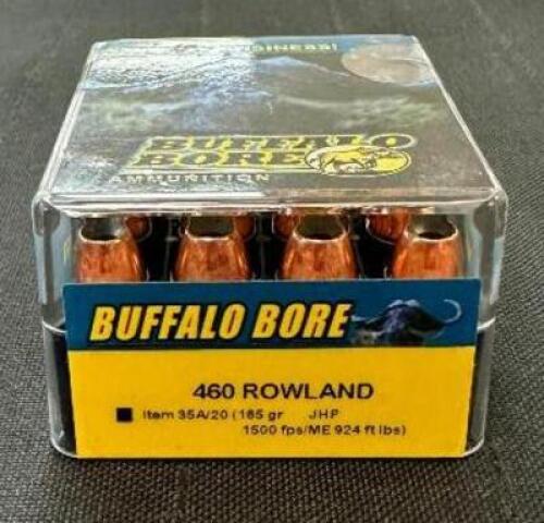 DESCRIPTION (3) 20CT BOXES OF 460 ROWLAND AMM BRAND / MODEL: BUFFALO BORE ADDITIONAL INFORMATION 155 GRAIN SIZE $56.99 EACH LOCATION AMMO WALL QTY 3