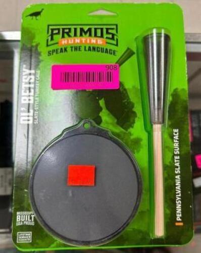 DESCRIPTION (3) PRIMOS "OL BETSY" SLATE TURKEY CALLS. ADDITIONAL INFORMATION RETAILS EACH FOR $20.99 THIS LOT IS: SOLD BY THE PIECE LOCATION KNIFE COU