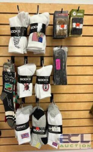 DESCRIPTION (1) LOT OF ASSORTED SOCKS LOCATION SOUTH WALL QTY 1