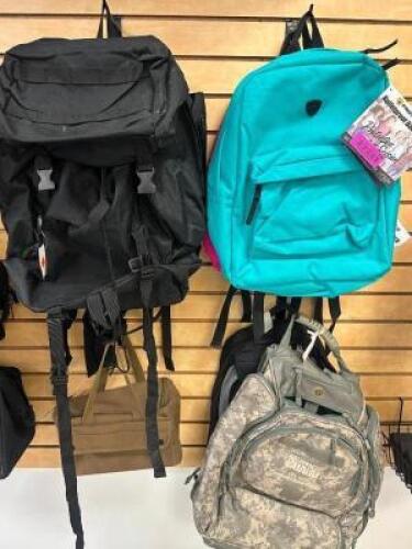 DESCRIPTION (4) ASSORTED PULLET PROOF SCHOOL BACK PACKS. THIS LOT IS: SOLD BY THE PIECE LOCATION SOUTH WALL QTY 4