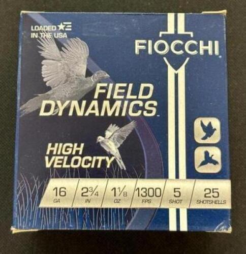 DESCRIPTION (8) 25CT BOXES OF 16 GAUGE SHOTGUN SHELLS BRAND / MODEL: FIOCCHI ADDITIONAL INFORMATION #5 THIS LOT IS: 2-3/4" SIZE $25.99 EACH LOCATION A