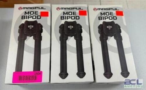DESCRIPTION (3) MAGPUL MOE BIPODS ADDITIONAL INFORMATION RETAILS FOR $77 EACH THIS LOT IS: SOLD BY THE PIECE LOCATION GUN COUNTER QTY 2