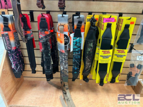 DESCRIPTION (14) ASSORTED RIFLE SLINGS AND STRAPS. ADDITIONAL INFORMATION RETAILS FOR $12-26EACH THIS LOT IS: SOLD BY THE PIECE LOCATION MIDDLE FLOOR