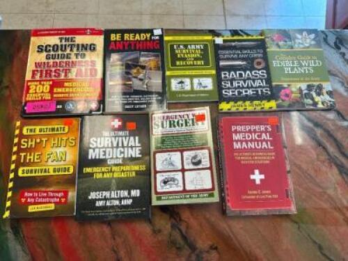 DESCRIPTION (9) ASSORTED SURVIVAL BOOKS. THIS LOT IS: SOLD BY THE PIECE LOCATION MIDDLE FLOOR QTY 9