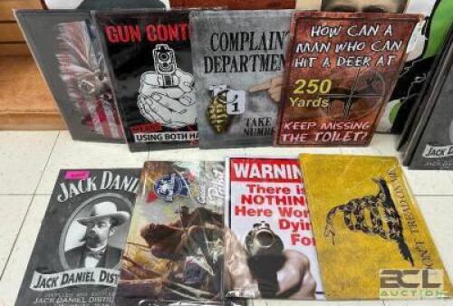 DESCRIPTION (8) ASSORTED METAL 17" X 12" METAL SIGNS THIS LOT IS: SOLD BY THE PIECE LOCATION GUN COUNTER QTY 8