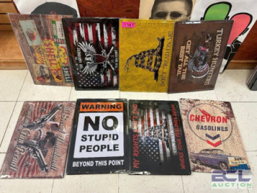DESCRIPTION (8) ASSORTED METAL 17" X 12" METAL SIGNS THIS LOT IS: SOLD BY THE PIECE LOCATION GUN COUNTER QTY 8