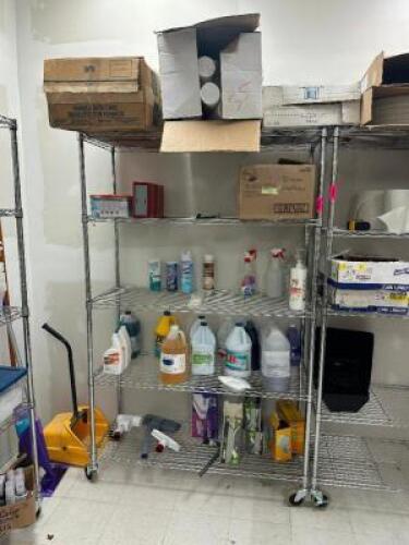 DESCRIPTION STAINLESS STEEL SHELVING UNIT ADDITIONAL INFORMATION CONTENTS NOT INCLUDED. LAST DAY PICK UP ONLY. THIS LOT IS: 77" X 47" X 18" SIZE STORA
