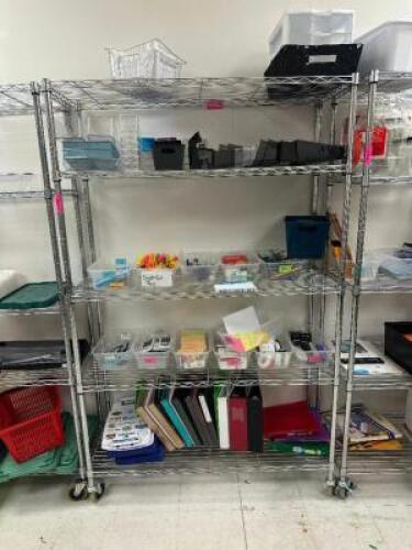 DESCRIPTION STAINLESS STEEL SHELVING UNIT ADDITIONAL INFORMATION CONTENTS NOT INCLUDED. LAST DAY PICK UP ONLY. THIS LOT IS: 77" X 47" X 18" SIZE STORA