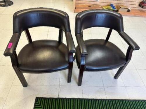 DESCRIPTION (4) PLEATHER SIDE ARM CHAIRS. THIS LOT IS: SOLD BY THE PIECE LOCATION ENTRANCE QTY 4