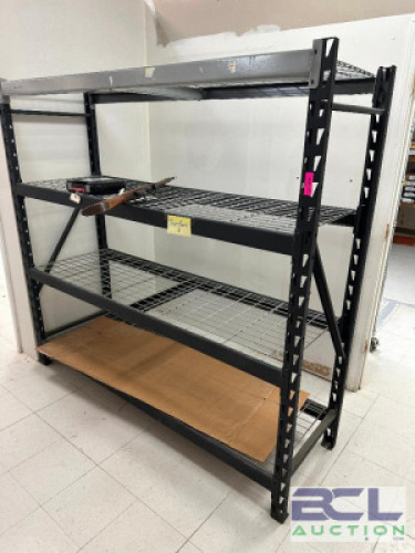 DESCRIPTION 72" X 24" LIGHT DUTY METAL RACKING - FOUR TIER WITH WIRE DECKING LOCATION BACK STORAGE QTY 1