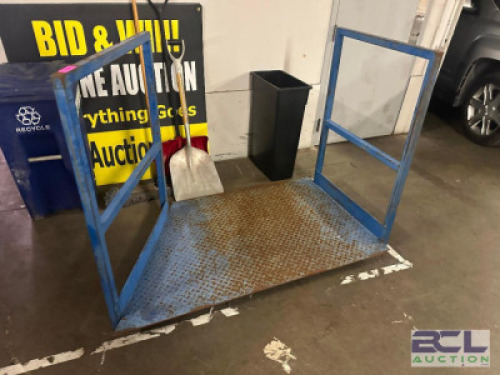 DESCRIPTION HEAVY DUTY METAL DOCK / HAND TRUCK PLATE W/ HAND RAILS. LOCATION WAREHOUSE QTY 1