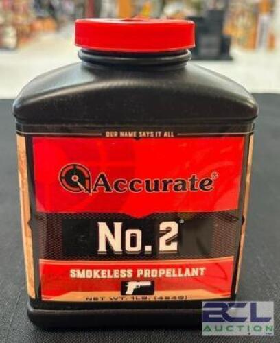DESCRIPTION (3) 1 LB. CONTAINERS OF NO. 2 SMOKELESS POWDER BRAND / MODEL: ACCURATE SIZE $46.99 EACH LOCATION AMMO WALL QTY 3