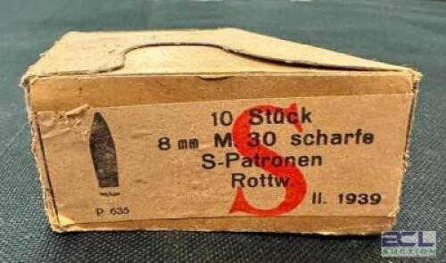 DESCRIPTION (4) 10CT BAGS OF HUNGARIAN 8X56mmR MANNLICHER AMMO SIZE $39.99 EACH LOCATION AMMO WALL QTY 4