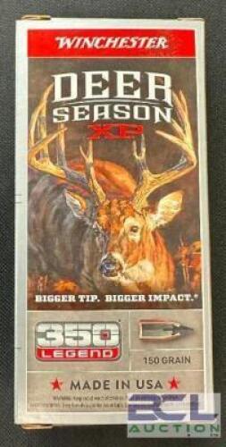 DESCRIPTION (5) 20CT BOXES OF 350 LEGEND AMMO BRAND / MODEL: WINCHESTER DEER SEASON XP ADDITIONAL INFORMATION 150 GRAIN SIZE $29.99 EACH LOCATION AMMO