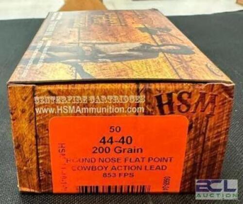 DESCRIPTION (4) 50CT BOXES OF 44-40 ROUND NOSE FLAT POINT COWBOY ACTION LEAD AMMO BRAND / MODEL: HSM ADDITIONAL INFORMATION 200 GRAIN SIZE $65.99 EACH