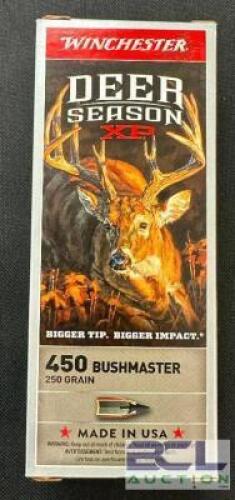 DESCRIPTION (4) 20CT BOXES OF 450 BUSHMASTER AMMO BRAND / MODEL: WINCHESTER DEER SEASON XP ADDITIONAL INFORMATION 250 GRAIN SIZE $53.99 EACH LOCATION
