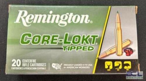 DESCRIPTION (4) 20CT BOXES OF 308 WINCHESTER AMMO BRAND / MODEL: REMINGTON CORE-LOKT TIPPED ADDITIONAL INFORMATION 180 GRAIN SIZE $37.99 EACH LOCATION