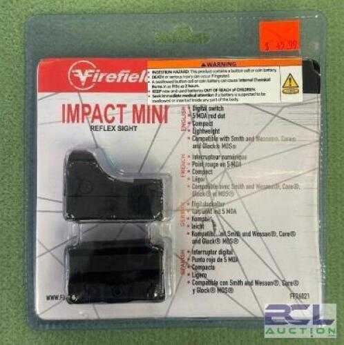 DESCRIPTION IMPACT MINI REFLEX SIGHT BRAND / MODEL: FIREFIELD SIZE OPTICS COUNTER LOCATION ONE MONEY QTY 1