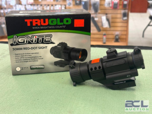 DESCRIPTION IGNITE 30MM DOT SIGHT BRAND / MODEL: TRUGLO SIZE OPTICS COUNTER LOCATION ONE MONEY QTY 1