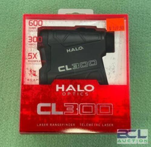 DESCRIPTION CL300 LASER RANGEFINDER BRAND / MODEL: HALO OPTICS SIZE OPTICS COUNTER LOCATION ONE MONEY QTY 1